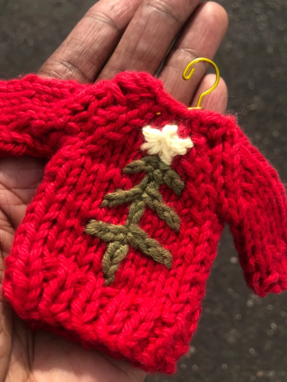 Christmas Holiday Crochet Mini Chunky Sweater Ornament, Tiny Gift Tag